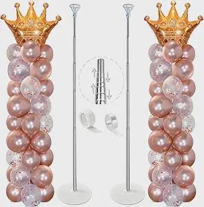 Set of 2 Adjustable 7ft Balloon Column Stands for Birthday Wedding and Party Decor