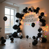 145-Piece Black Balloon Arch Kit in Various Sizes for Birthday Graduation and Party Decor