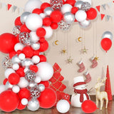 Red White and Silver Balloon Arch Kit with Confetti Balloons for Birthday Wedding Party