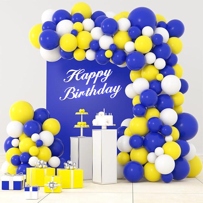 Navy Blue, Yellow & White Balloon Arch Kit - 122 Piece Party Decor