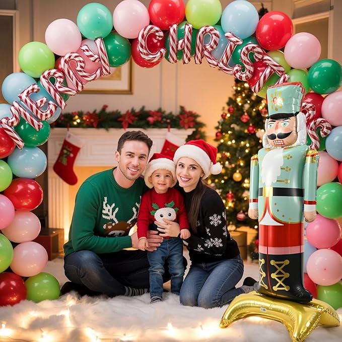 140-Piece Ice Snow Balloon Arch Kit with Blue Silver White Balloons for Winter Party