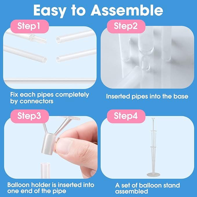 4-Pack Balloon Stand Kit with Sticks and Bases for Birthday Baby Shower Party Decor