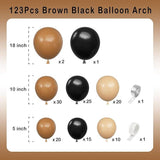 123-Piece Brown and Black Balloon Arch Kit for Birthday Wedding and Party Decor