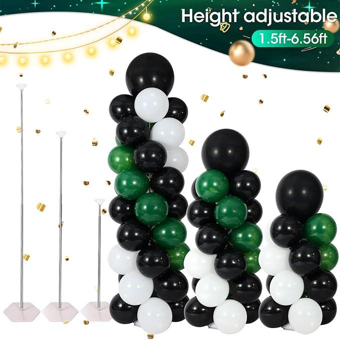 Balloon Column Stand Kit (Set of 2): Green, Black & White Party Decor