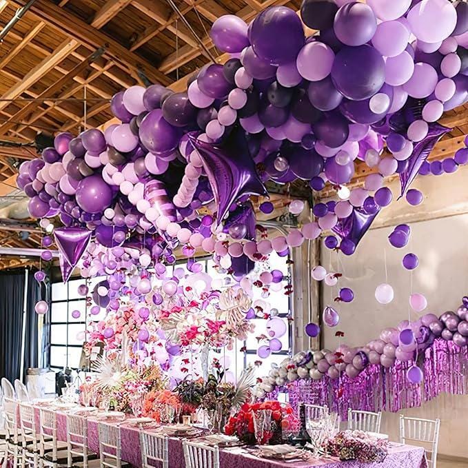 127-Piece Pastel Purple Balloon Arch Kit in Various Sizes for Birthday Baby Shower Party