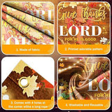 Give Thanks to the Lord Christian Thanksgiving Backdrop with Pumpkins and Leaves