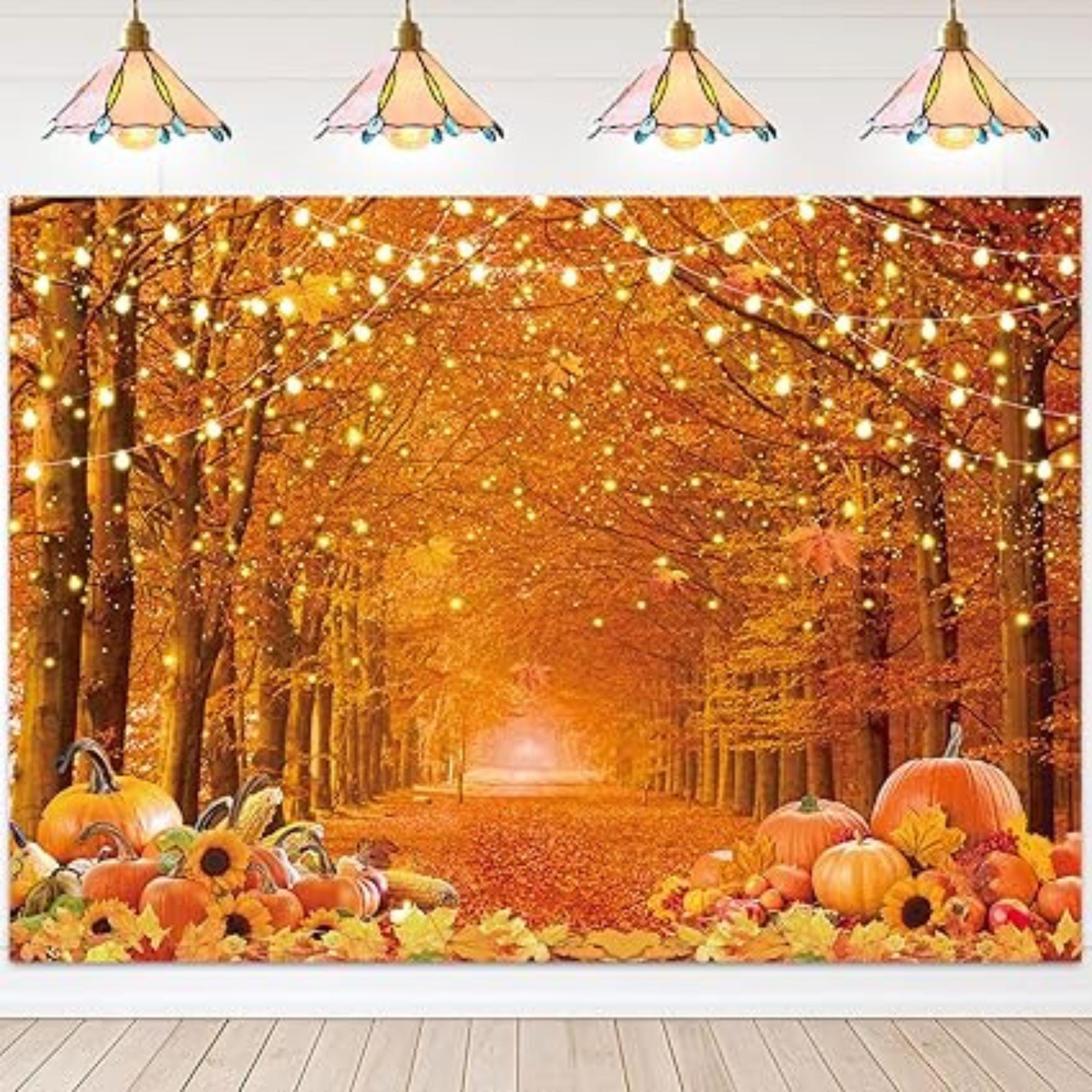 Autumn Forest Backdrop with Maple Leaves for Thanksgiving and Fall Party Photos