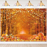 Autumn Forest Backdrop with Maple Leaves for Thanksgiving and Fall Party Photos