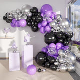 62 Pcs Black White Purple Balloon Arch Kit with Ribbons for Party & Event Decor