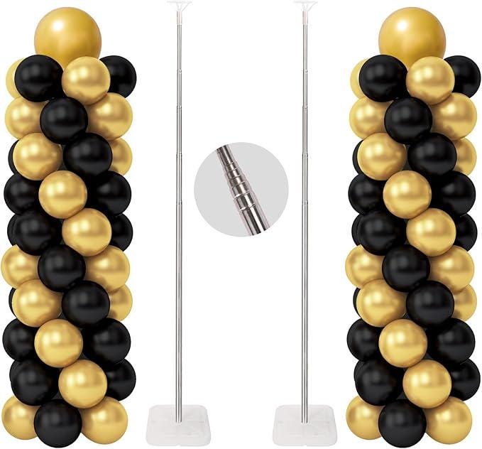 Set of 2 Balloon Column Stand Kit 6.6ft Adjustable Metal Pillars for Party Decor