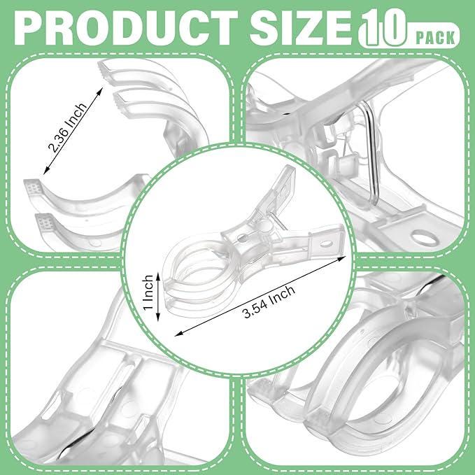 10 Pack Large Clear Balloon Arch Clips 3.5 Inch Heavy Duty Clamps for Decorations