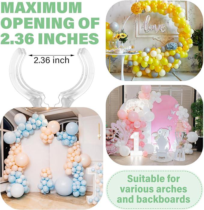 10 Pack Large Clear Balloon Arch Clips 3.5 Inch Heavy Duty Clamps for Decorations