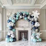 Winter Balloon Garland Arch Kit 128 Pcs Blue White Silver Balloons for Party Decor