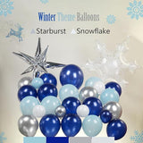 Winter Balloon Garland Arch Kit 128 Pcs Blue White Silver Balloons for Party Decor