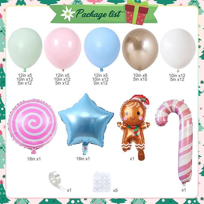 Christmas Balloon Garland Arch Kit with Nutcracker Candy Cane Balloons for Party Decor