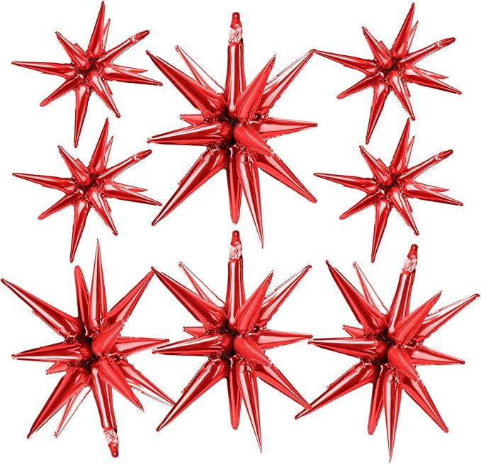 Red Star Foil Balloon Arch Kit Metallic Starburst Balloons for Party Decorations