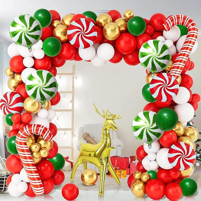 Christmas Balloon Garland Arch Kit 138 Pcs Red White Green Gold Balloons for Decor