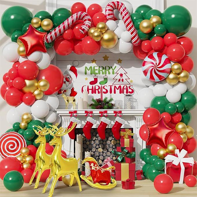 Christmas Balloon Garland Arch Kit 138 Pcs Red White Green Gold Balloons for Decor