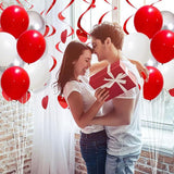 Red White Silver Balloon Garland Arch 122 Pcs for Birthday Wedding Valentine Party Decor
