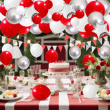 Red White Silver Balloon Garland Arch 122 Pcs for Birthday Wedding Valentine Party Decor