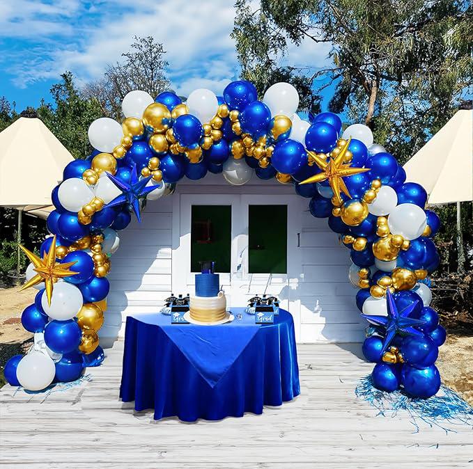 Royal Blue & Gold Balloon Garland Kit with Star Balloons