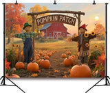 8x6ft Fall Thanksgiving Backdrop with Pumpkin Patch and Autumn Harvest Scene