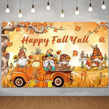 Thanksgiving Banner Backdrop with Gnomes Pumpkins Maple Leaves Fall Decor