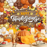 7x5ft Happy Thanksgiving Backdrop with Pumpkins Turkey Rustic Wood Maple Leaves