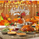 7x5ft Happy Thanksgiving Backdrop with Turkey Pumpkin and Brown Wood Autumn Decor
