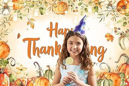 70.8x47.2in Happy Thanksgiving Backdrop with Pumpkins Party Decor Banner