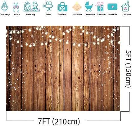 7x5ft Brown Wood Rustic Backdrop for Birthday Wedding Western Party Decor