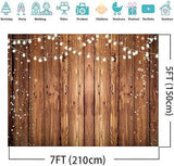 7x5ft Brown Wood Rustic Backdrop for Birthday Wedding Western Party Decor