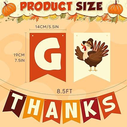 Give Thanks Banner for Thanksgiving Friendsgiving Party Indoor Outdoor Decor