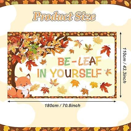 Autumn Maple Tree Backdrop: "Be-Leaf in Yourself" Back to School Decor