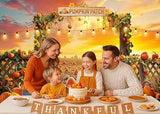 7x5ft Fall Pumpkin Patch Backdrop with Farm Harvest Scene for Thanksgiving Decor