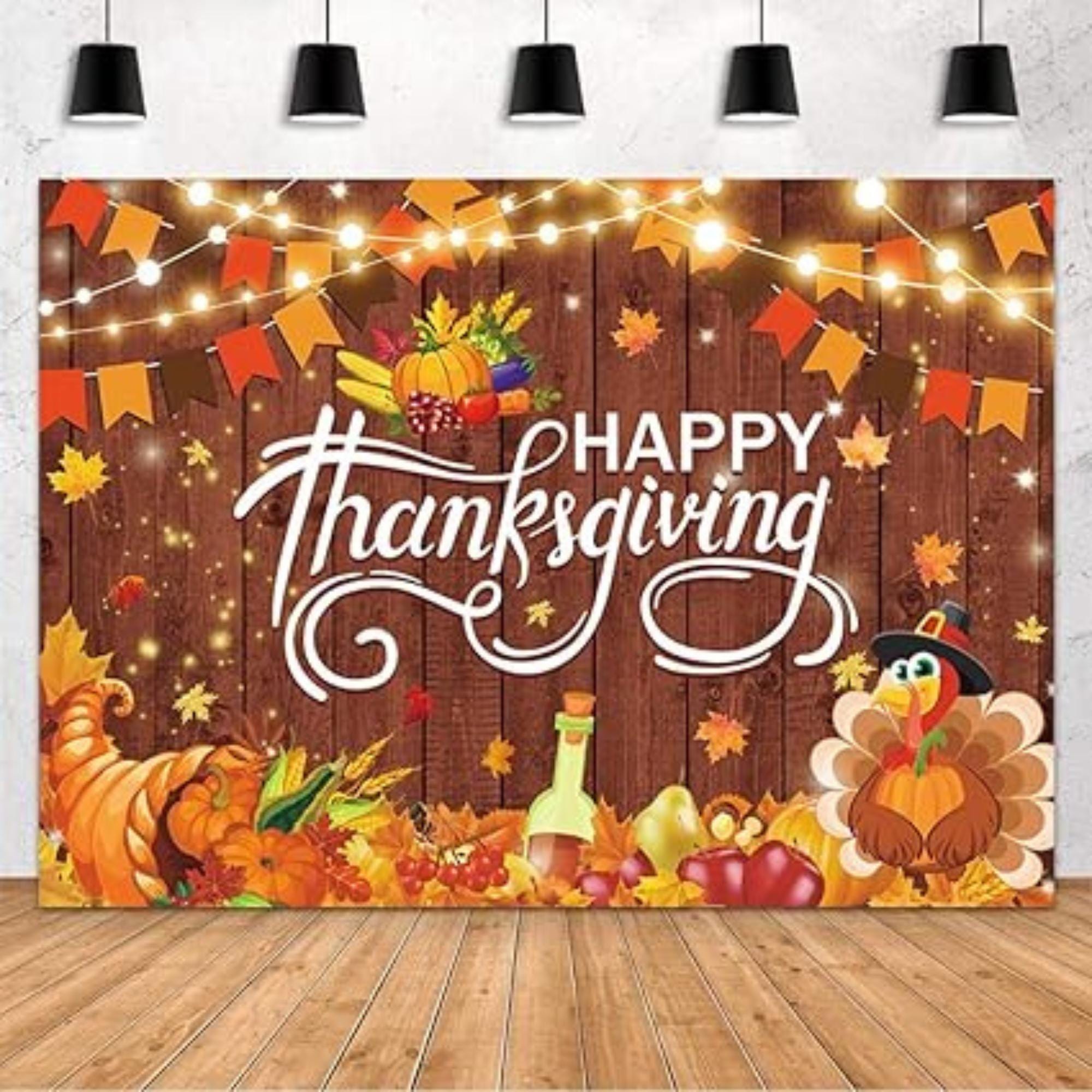 7x5ft Thanksgiving Backdrop with Pumpkins Turkey Maple Leaves Red Truck Decor
