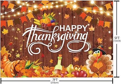 7x5ft Thanksgiving Backdrop with Pumpkins Turkey Maple Leaves Red Truck Decor