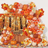 7x5ft Fall Photography Backdrop with Maple Forest Leaves Pumpkins for Thanksgiving