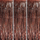 3 Pack 3.3x8.2ft Brown Foil Fringe Backdrop Curtains for Thanksgiving or Birthday Party