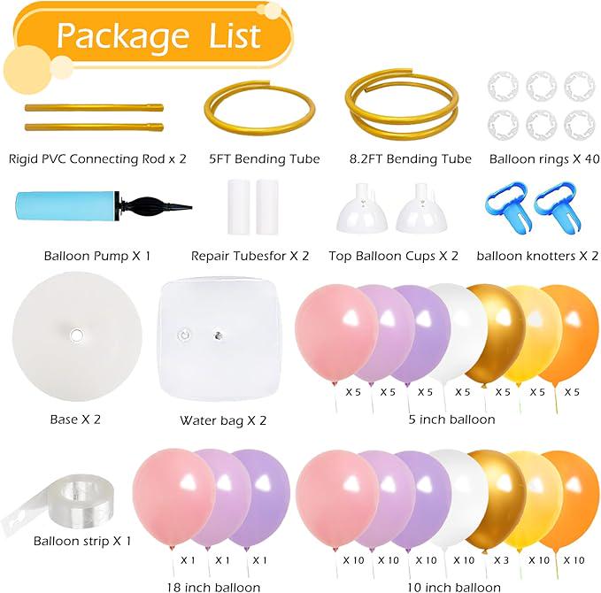 Gold Balloon Arch Kit 8.2FT and 5FT Half Arch Stand for Wedding Birthday Party