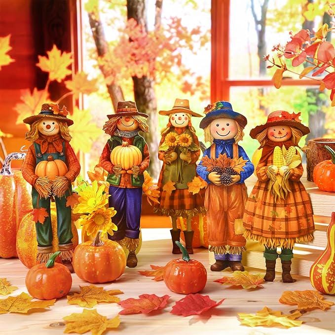 Fall Scarecrow Garland Wooden Banner for Thanksgiving & Autumn Harvest Decor