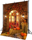 Fall Thanksgiving Photography Backdrop 5x7FT Pumpkin on Haystack for Party Photos