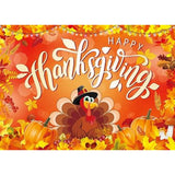 Happy Thanksgiving Backdrop 7x5FT Autumn Harvest Turkey Pumpkin Maple Leaf Decor