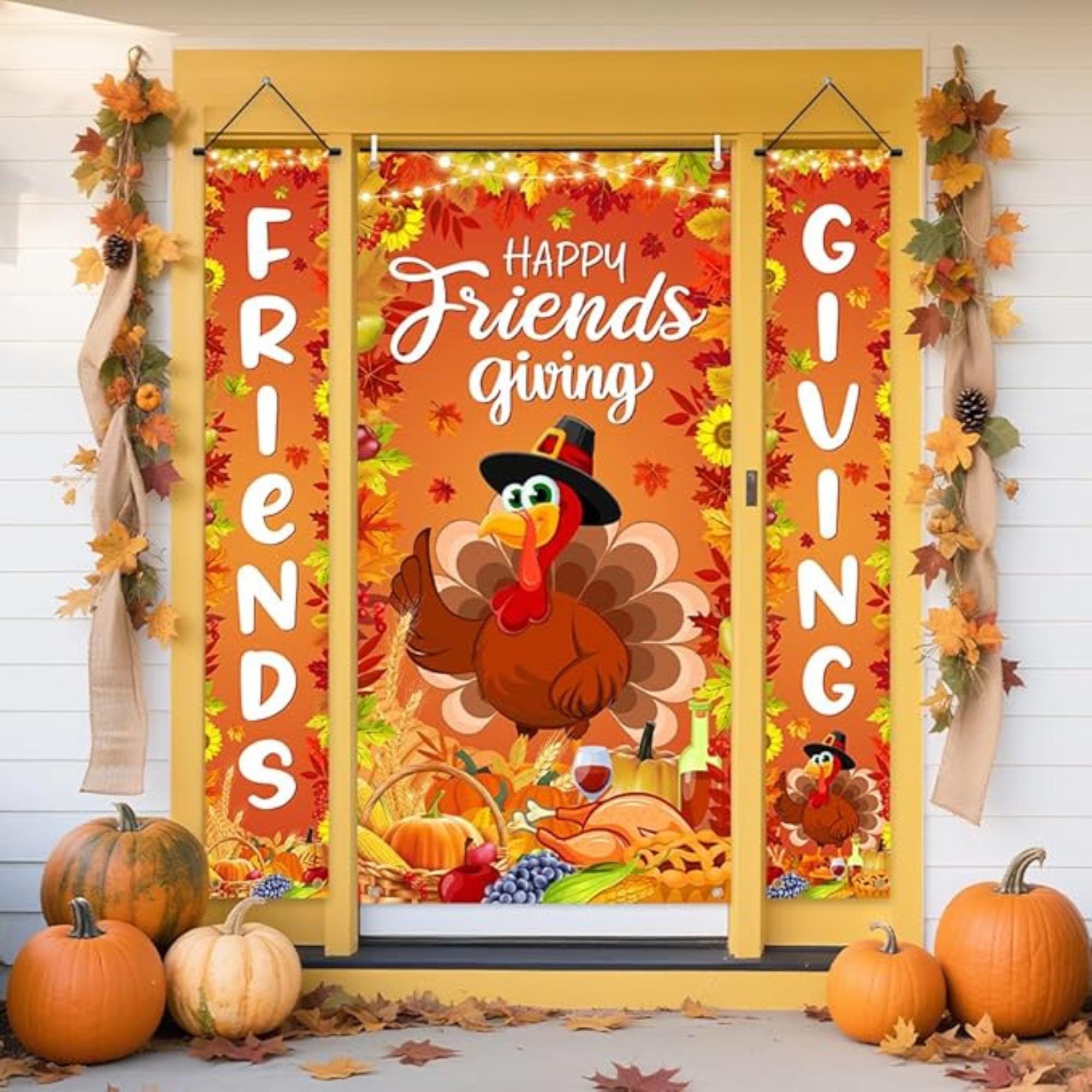 Thanksgiving Door Banner: 'Gobble Till You Wobble' Polyester Backdrop