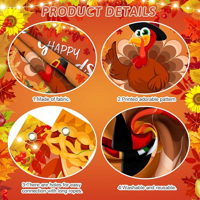 Thanksgiving Door Banner: 'Gobble Till You Wobble' Polyester Backdrop