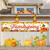 Friendsgiving Banner Backdrop Fall Maple Leaves Turkey Pumpkin Themed Party Decor