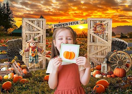 Pumpkin Patch Backdrop 82x59 Inch Fall Thanksgiving Photography Background Decor