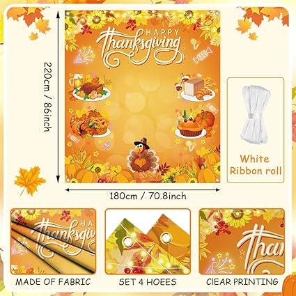 Happy Thanksgiving Photo Backdrop Large Fall Pumpkin Friendsgiving Party Decor