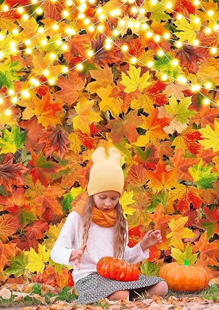 5x7FT Fall Maple Leaves Backdrop Autumn Harvest Forest Thanksgiving Party Decor