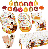 Thanksgiving Turkey Party Kit - Autumn Dinnerware Set with Plates, Cups & Decor